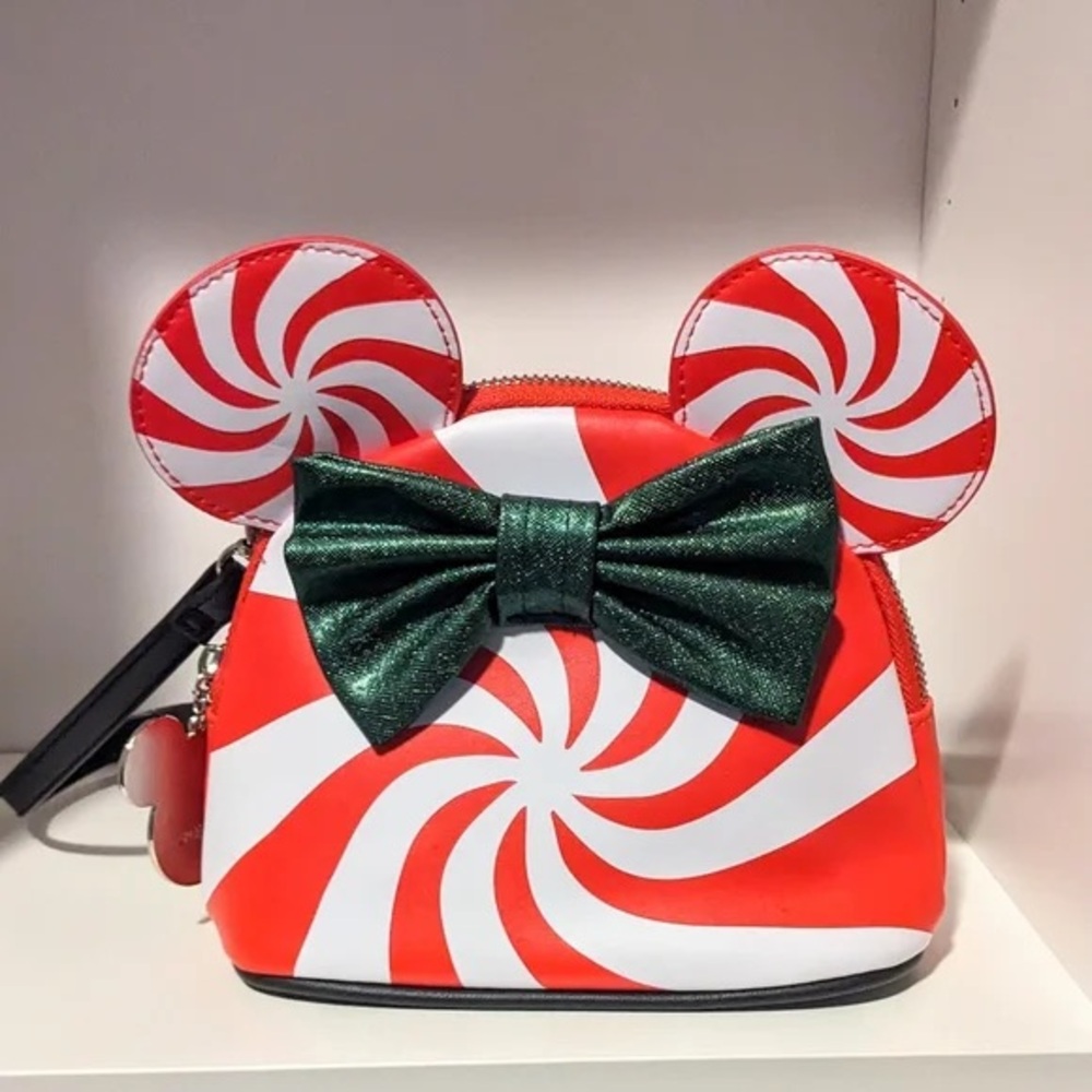 Mickey Minnie Christmas Peppermint Crossbody Purse NWOT